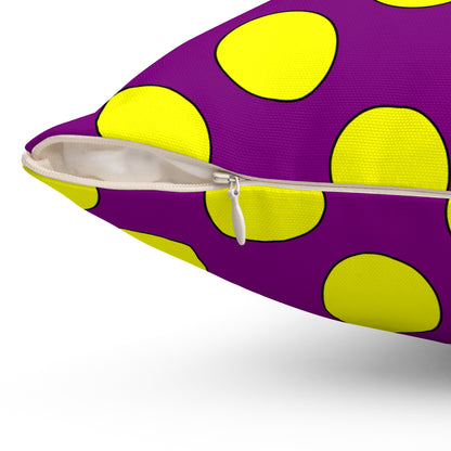 Purple, Yellow Retro Polka Dots Cushion Pillow