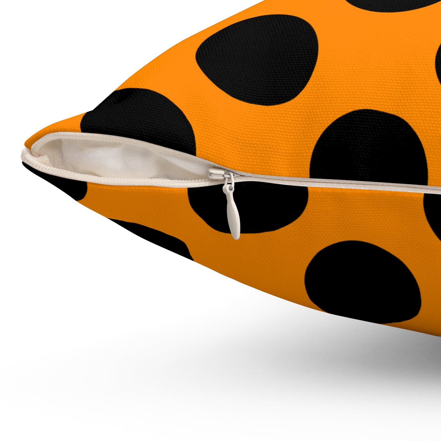 Dark Orange, Black Retro Polka Dots Cushion Pillow