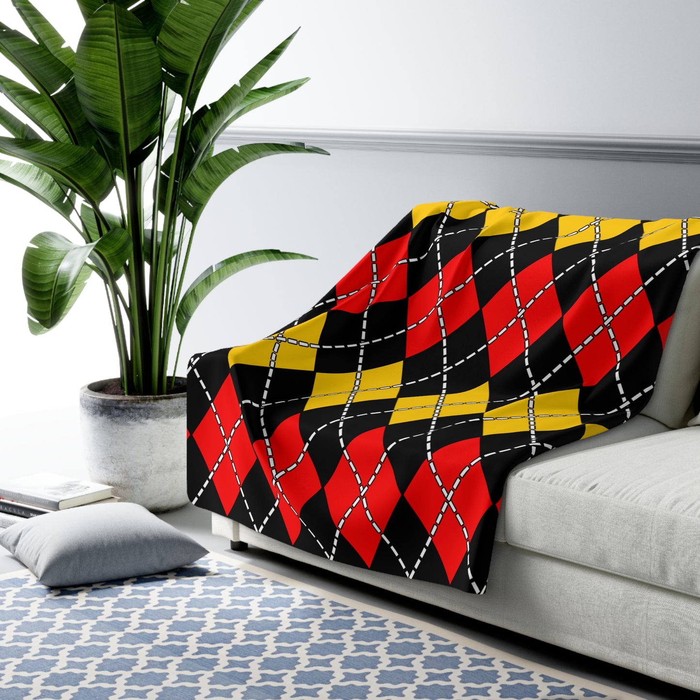Papua New Guinea Retro Argyle Blanket Throw