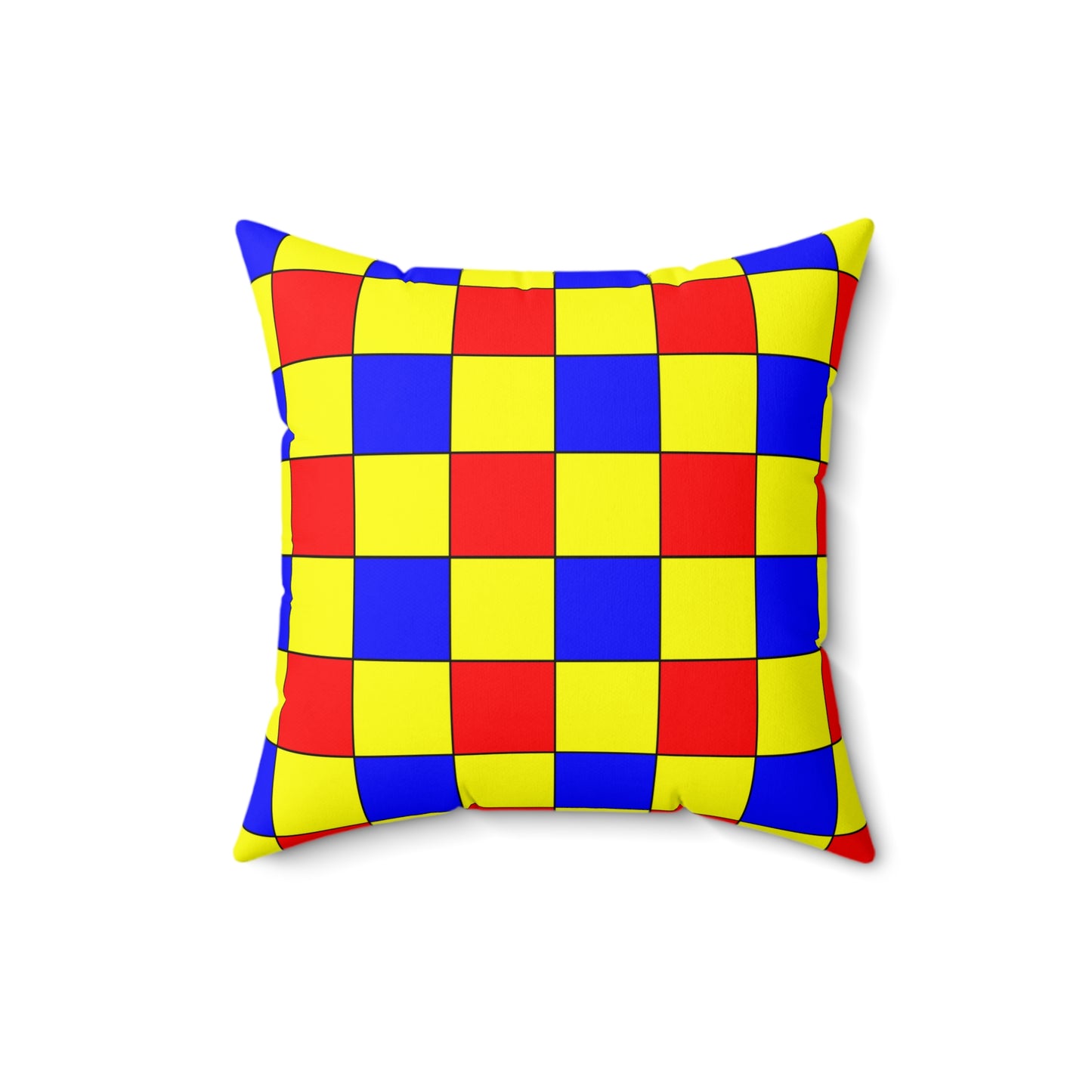 Yellow, Blue, Red Retro Check Cushion Pillow