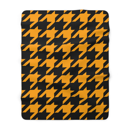 Orange, Black Retro Houndstooth Blanket Throw