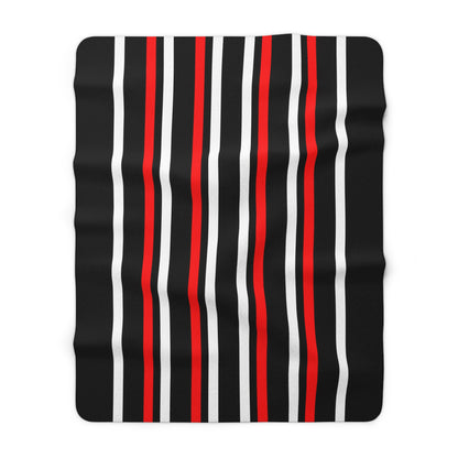 Black, White, Red Retro Stripes Blanket Throw