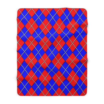 Red, Blue Retro Argyle Blanket Throw
