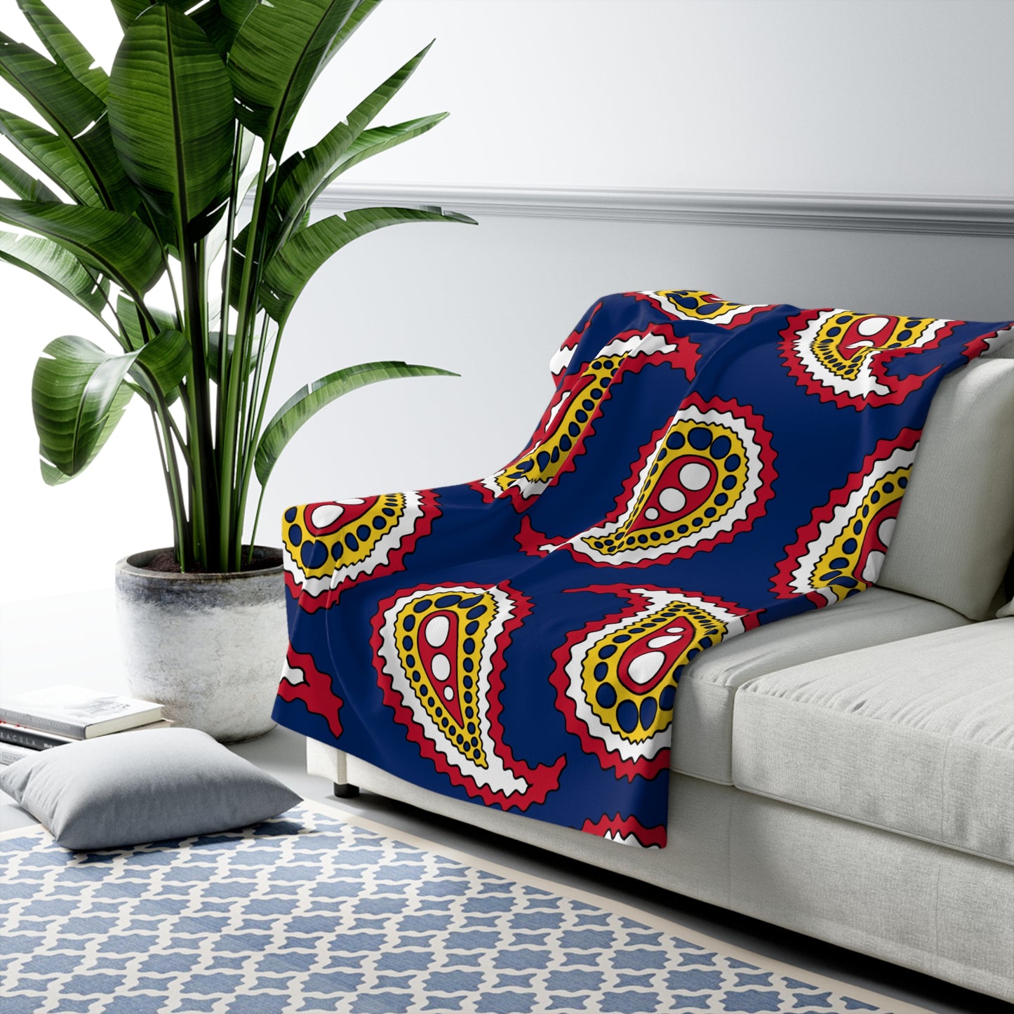 Turks And Caicos Islands Retro Paisley Blanket Throw