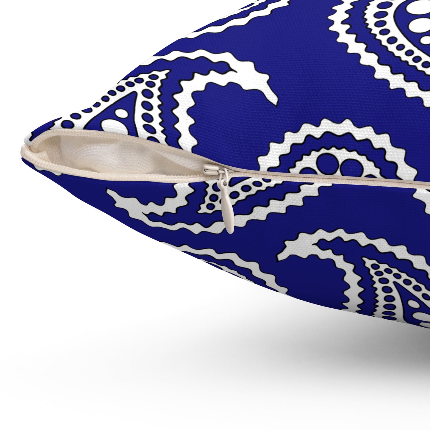 Navy Blue, White Retro Paisley Cushion Pillow