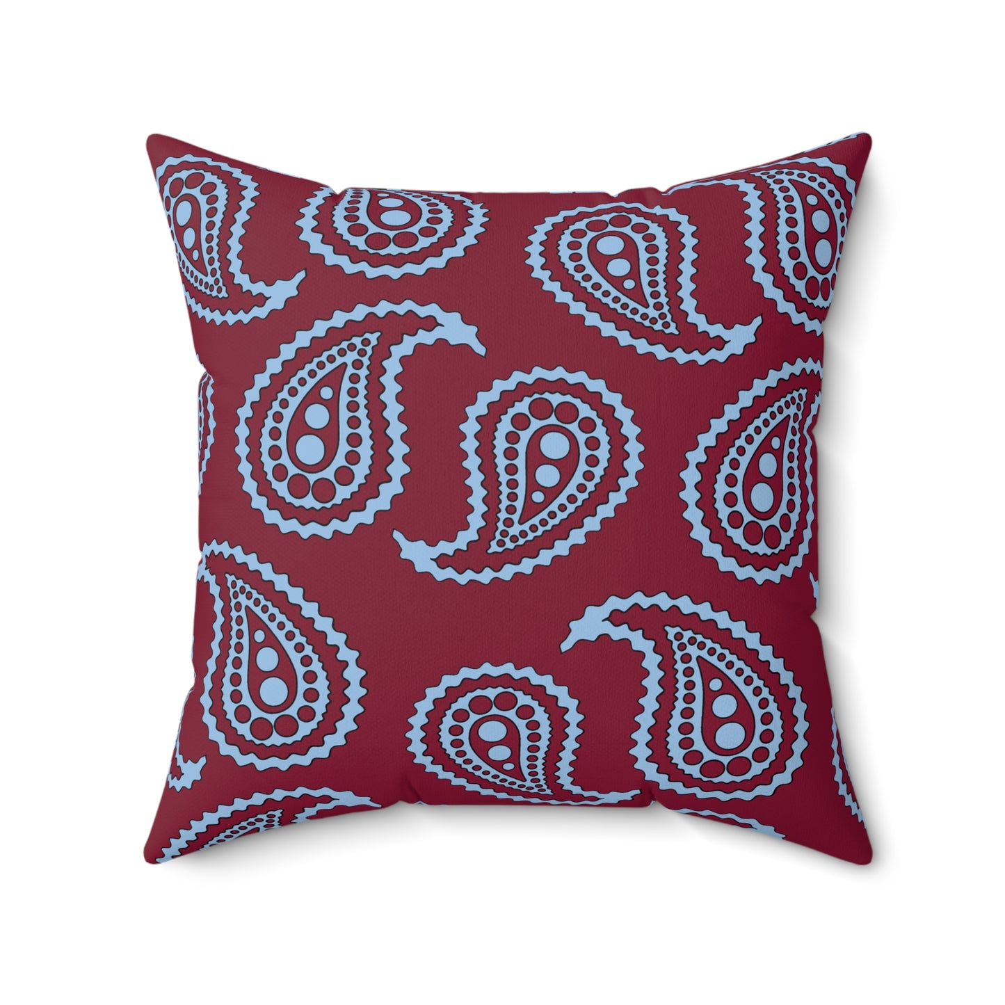 Claret, Blue Retro Paisley Cushion Pillow