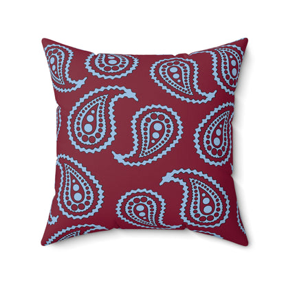 Claret, Blue Retro Paisley Cushion Pillow