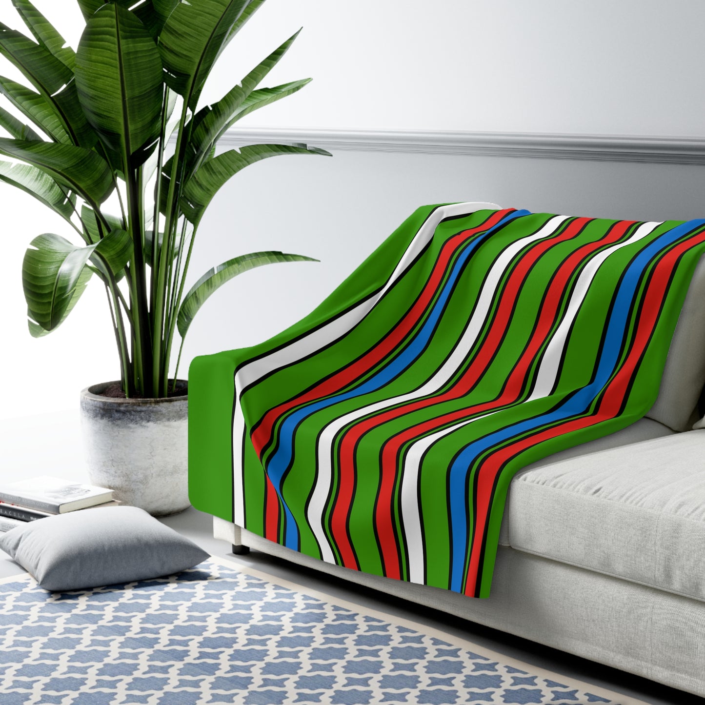 Equatorial Guinea Retro Stripes Blanket Throw