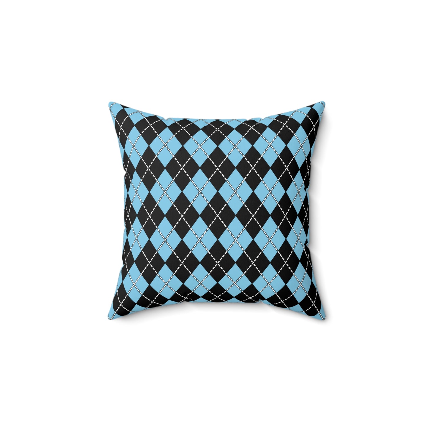 Sky Blue, Black Retro Argyle Cushion Pillow