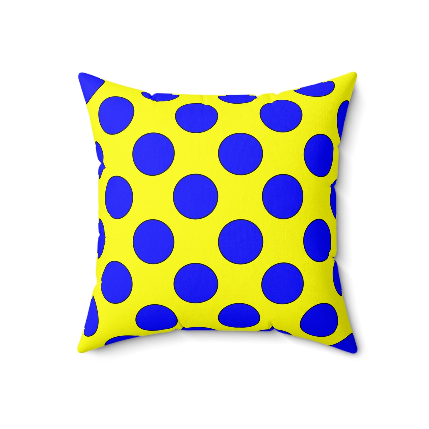 Yellow, Blue Retro Polka Dots Cushion Pillow