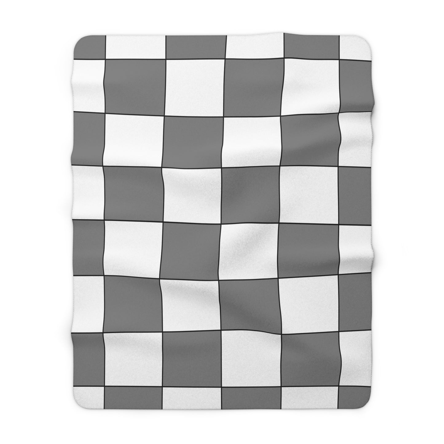 Grey, White Retro Check Blanket Throw