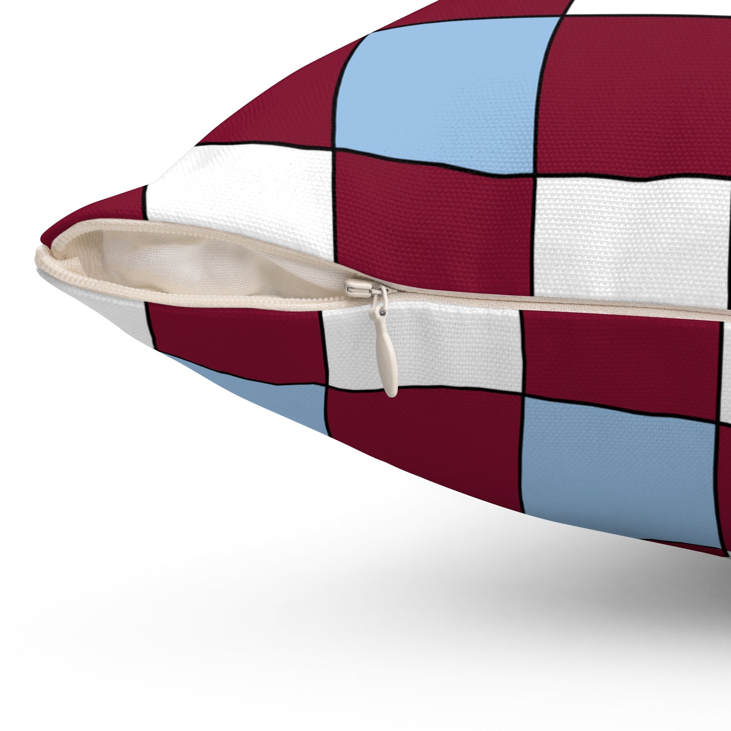 Claret, Blue, White Retro Check Cushion Pillow