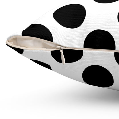 White, Black Retro Polka Dots Cushion Pillow