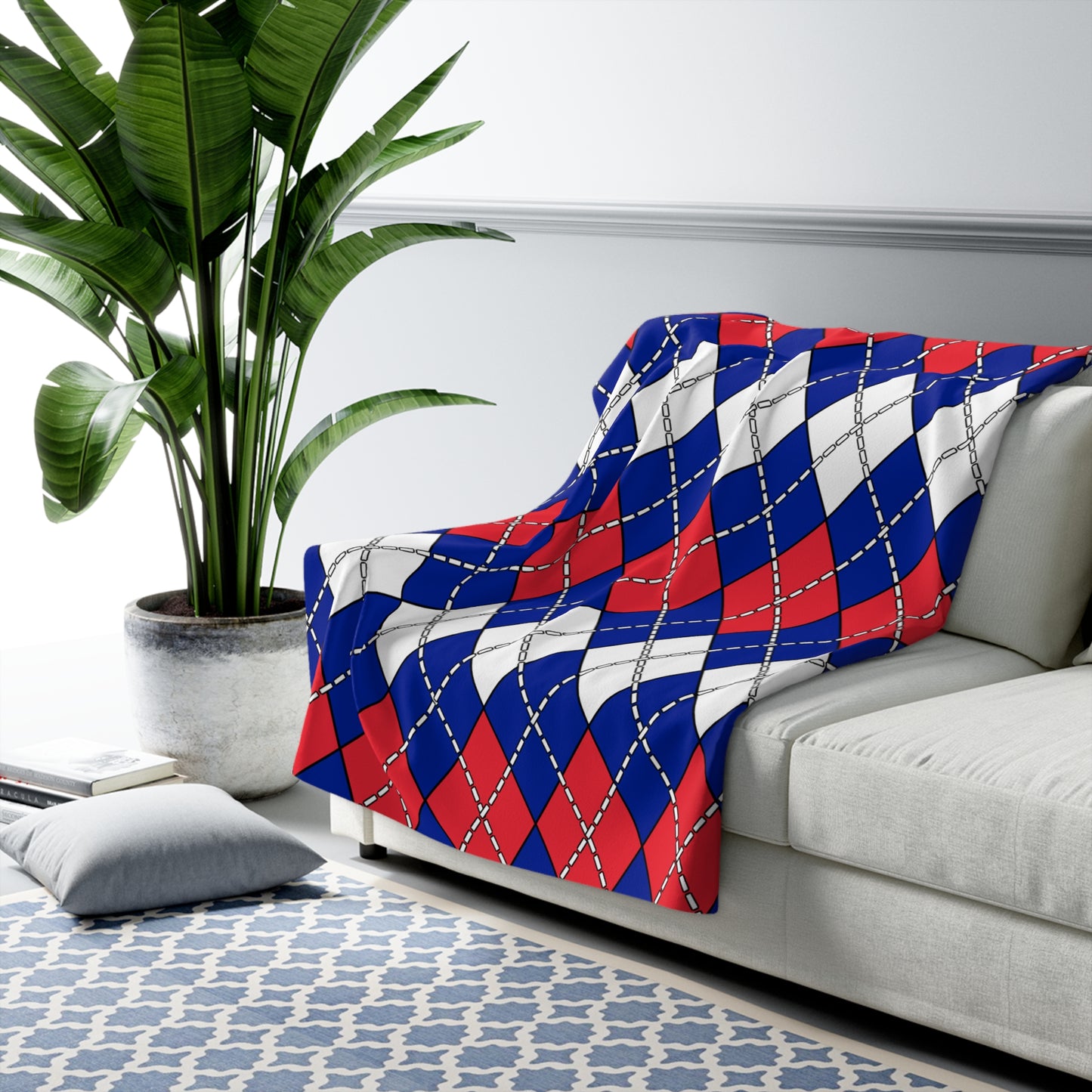 Sint Maarten Retro Argyle Blanket Throw