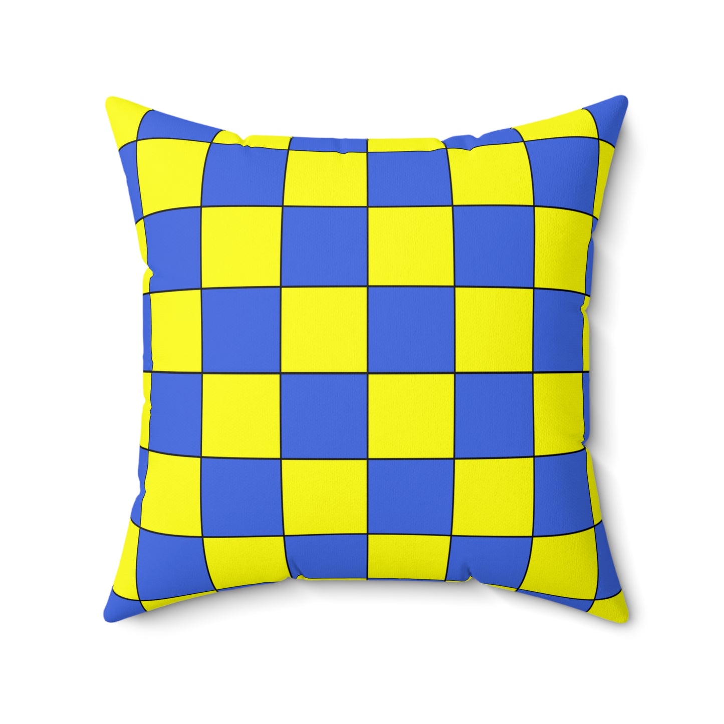 Royal Blue, Yellow Retro Check Cushion Pillow