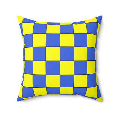 Royal Blue, Yellow Retro Check Cushion Pillow