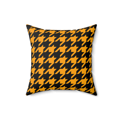 Orange, Black Retro Houndstooth Cushion Pillow
