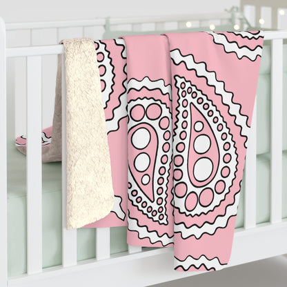 Pink, White Retro Paisley Blanket Throw