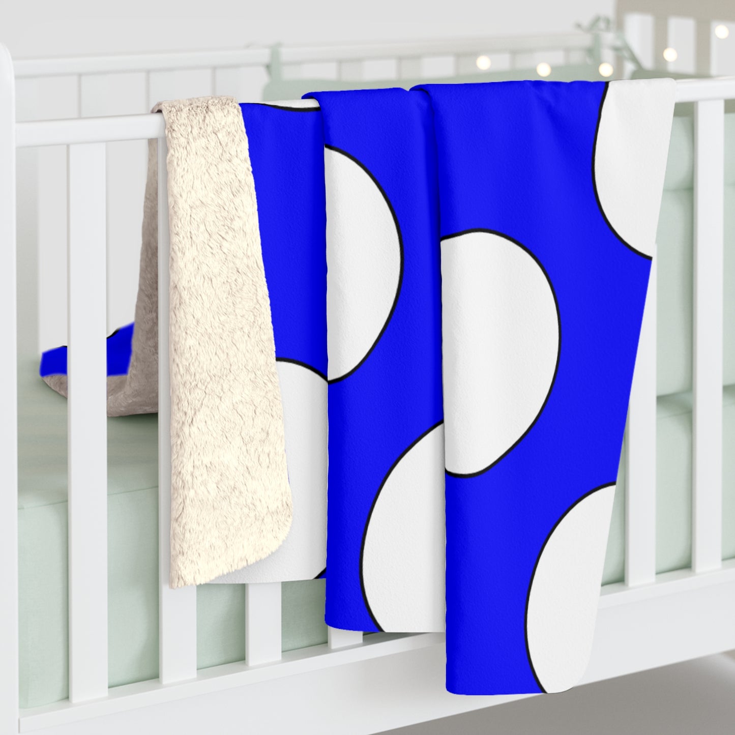Blue, White Retro Polka Dots Blanket Throw