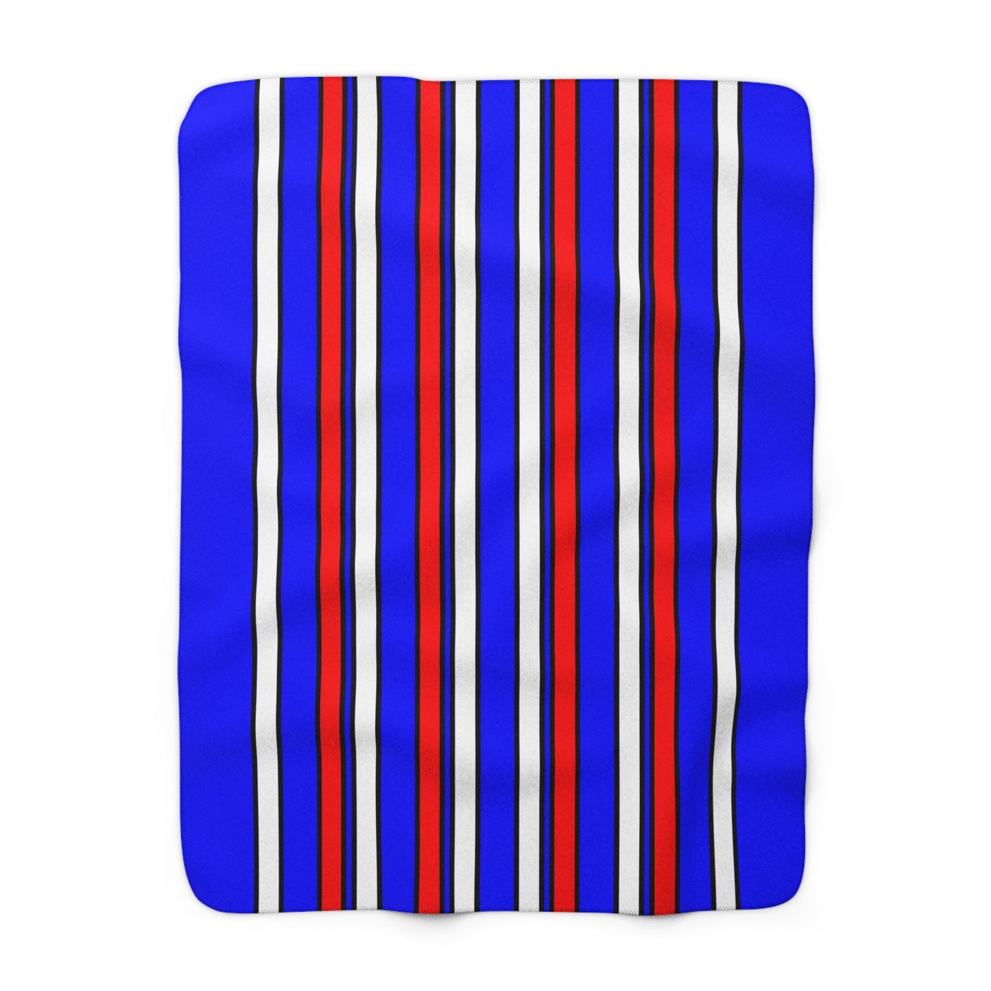 Blue, White, Red Retro Stripes Blanket Throw