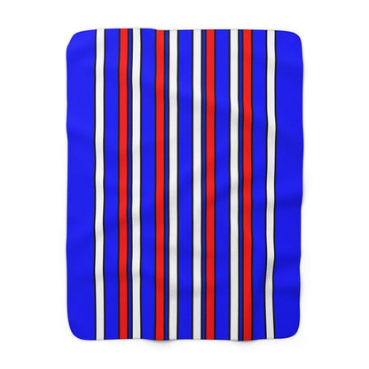 Blue, White, Red Retro Stripes Blanket Throw