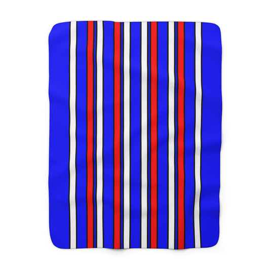 Blue, White, Red Retro Stripes Blanket Throw