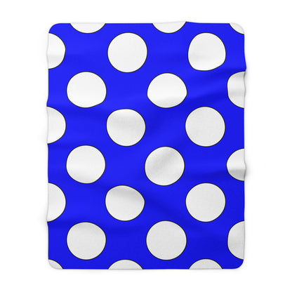 Blue, White Retro Polka Dots Blanket Throw