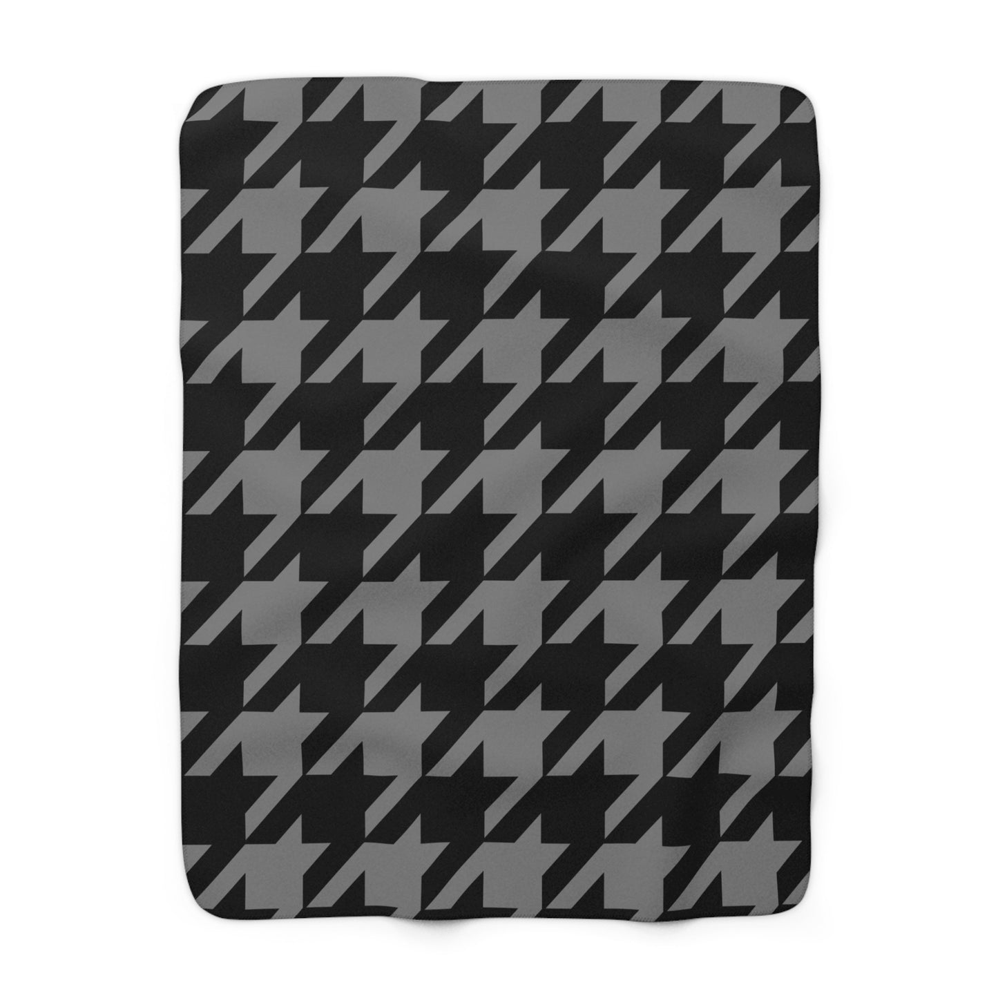 Grey, Black Retro Houndstooth Blanket Throw