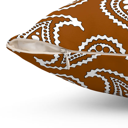 Brown, White Retro Paisley Cushion Pillow