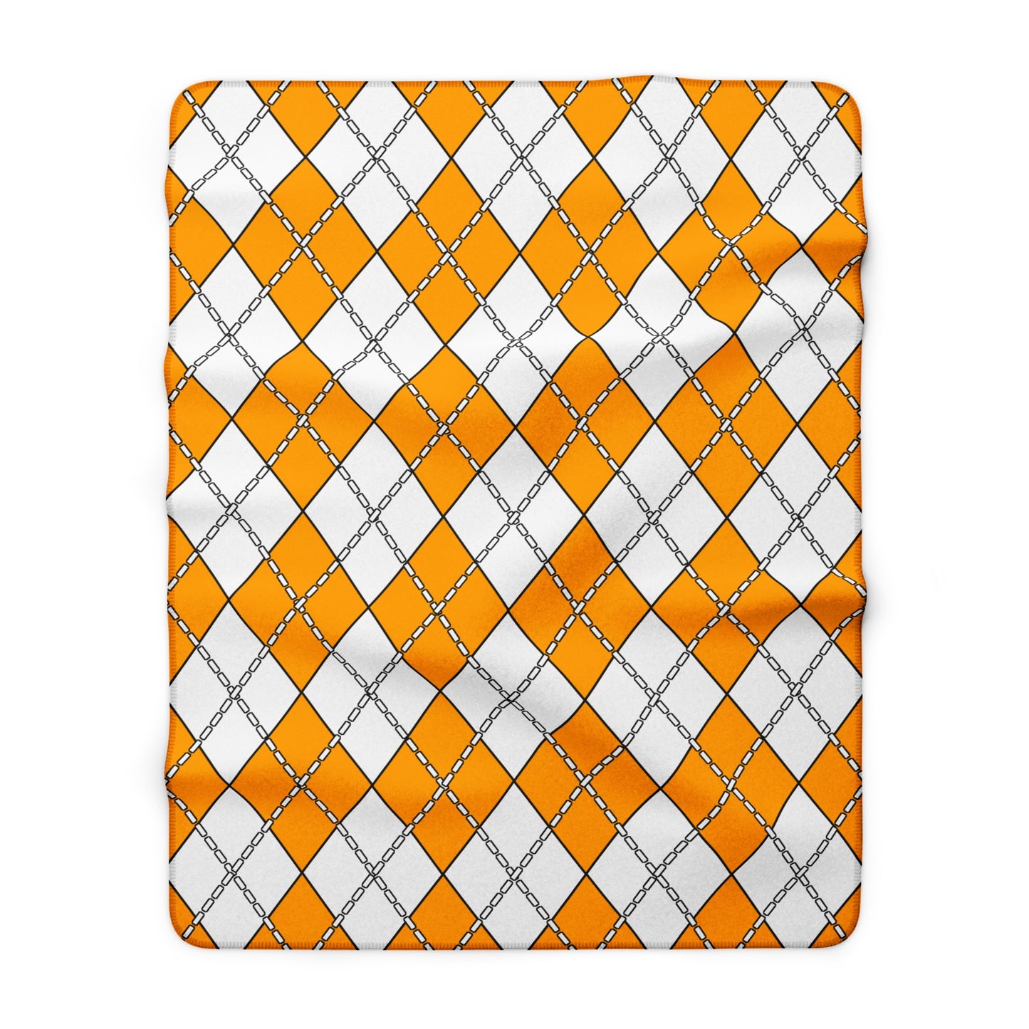 Orange, White Retro Argyle Blanket Throw