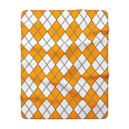 Orange, White Retro Argyle Blanket Throw