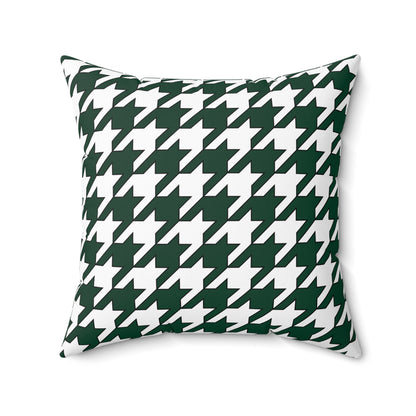 Dark Green, White Retro Houndstooth Cushion Pillow