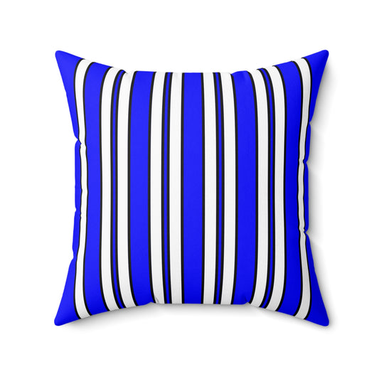 Blue, White Retro Stripes Cushion Pillow