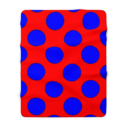 Red, Blue Retro Polka Dots Blanket Throw