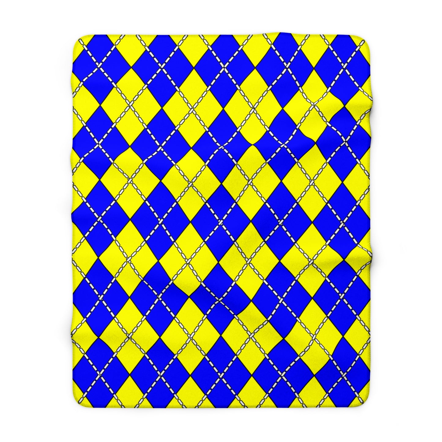 Yellow, Blue Retro Argyle Blanket Throw