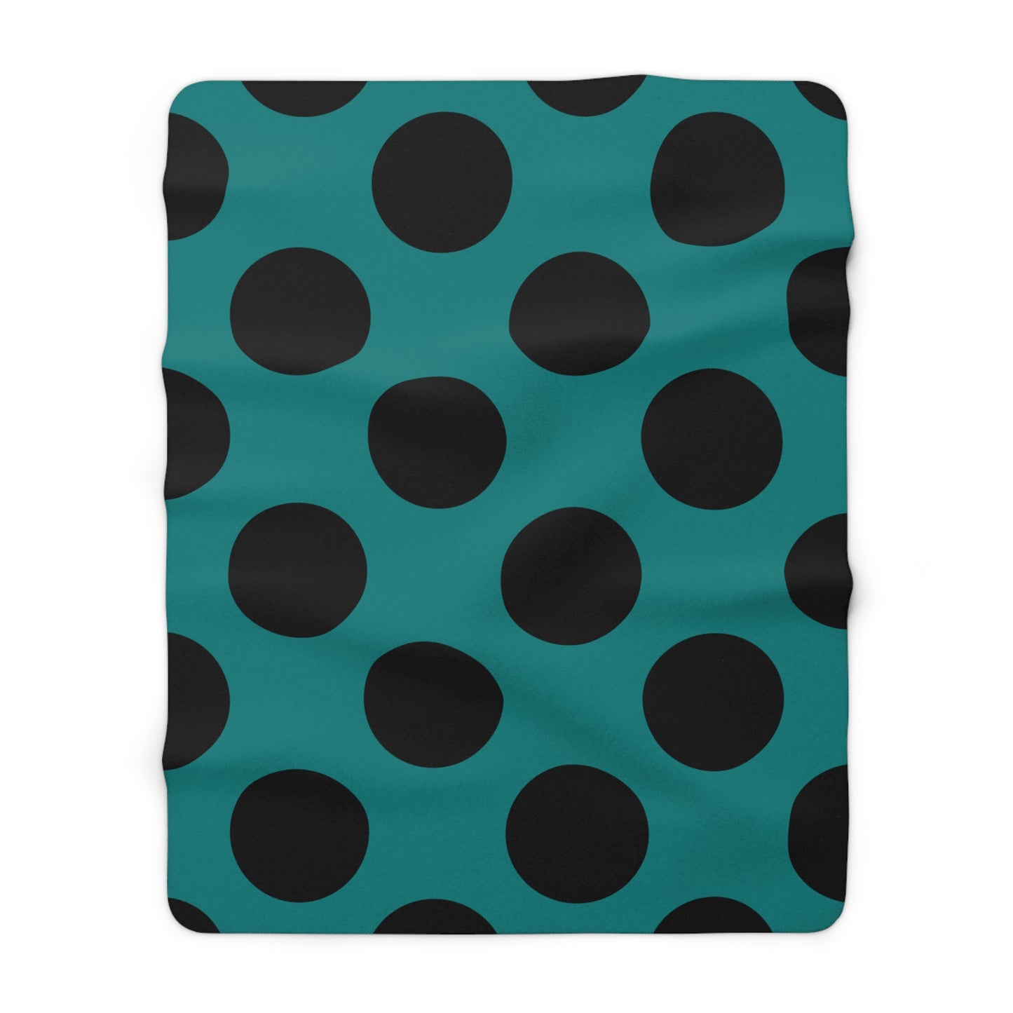 Teal, Black Retro Polka Dots Blanket Throw