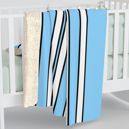 Light Blue, White Retro Stripes Blanket Throw