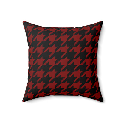 Maroon, Black Retro Houndstooth Cushion Pillow