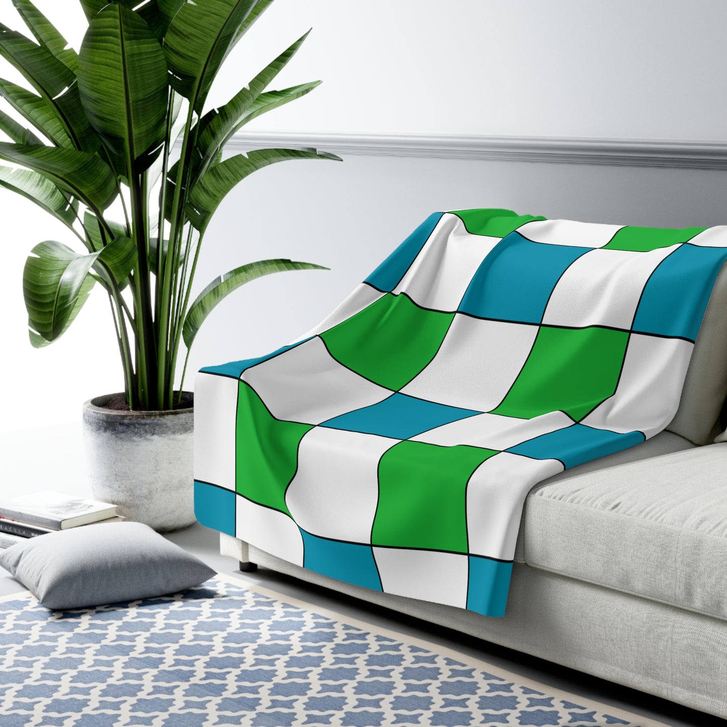 Uzbekistan Retro Check Blanket Throw