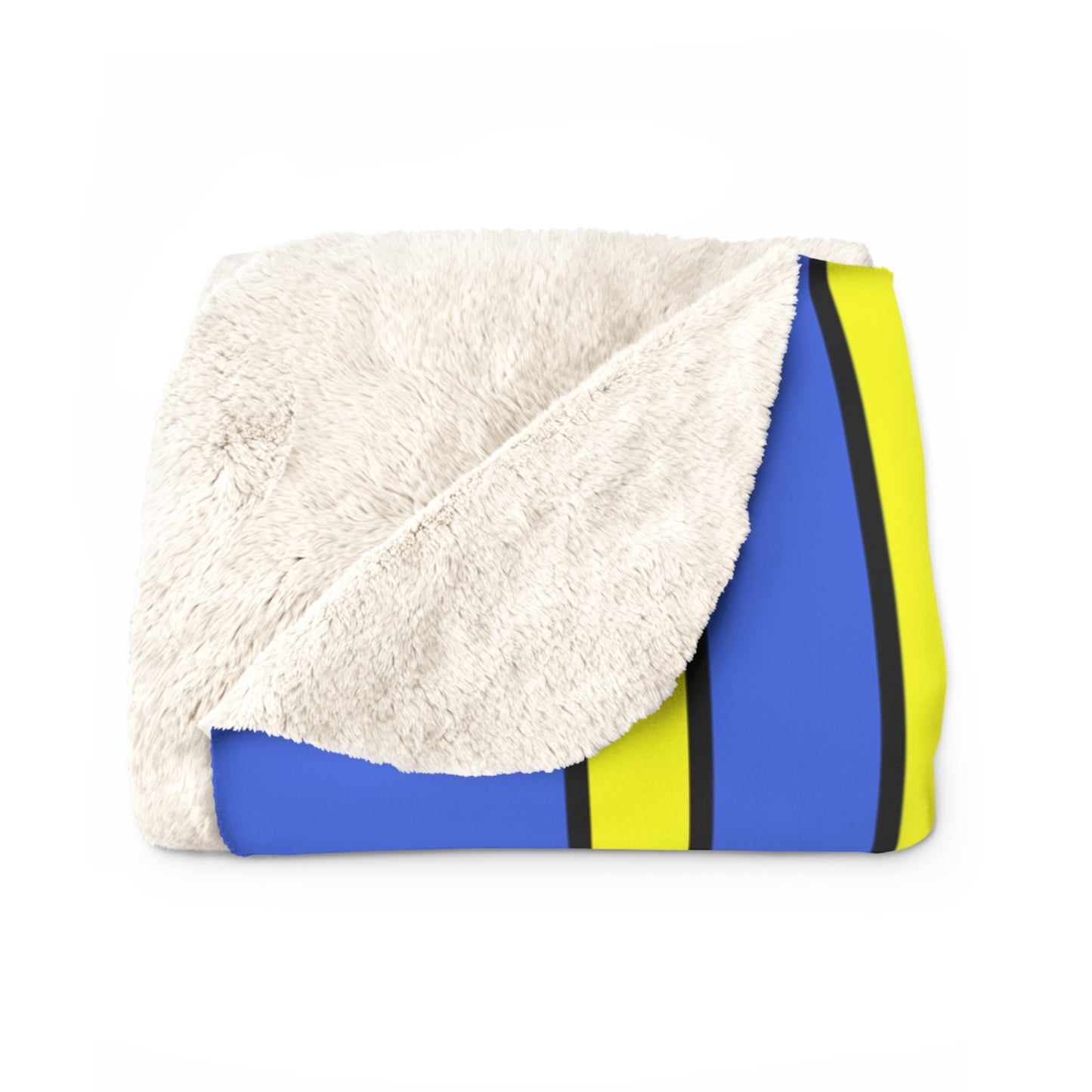 Royal Blue, Yellow Retro Stripes Blanket Throw