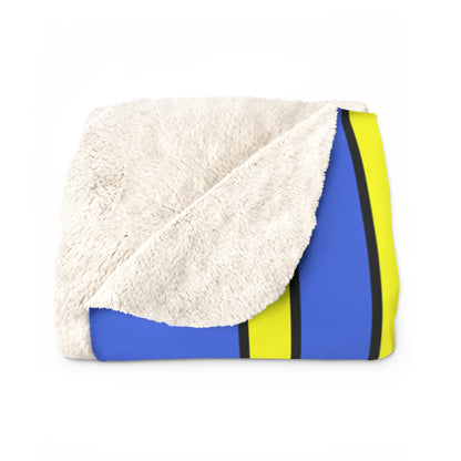 Royal Blue, Yellow Retro Stripes Blanket Throw