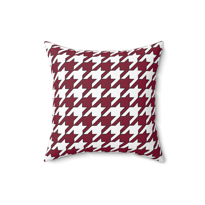 Claret, White Retro Houndstooth Cushion Pillow