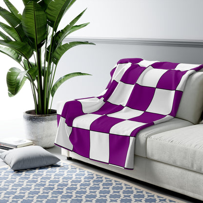 Purple, White Retro Check Blanket Throw