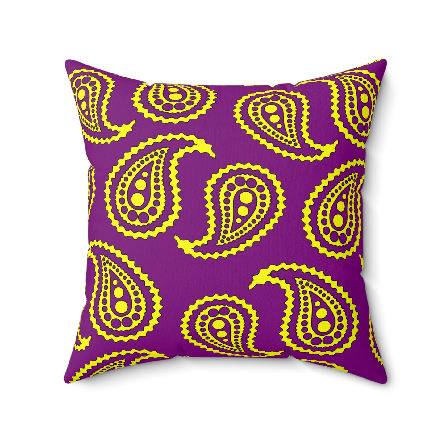 Purple, Yellow Retro Paisley Cushion Pillow