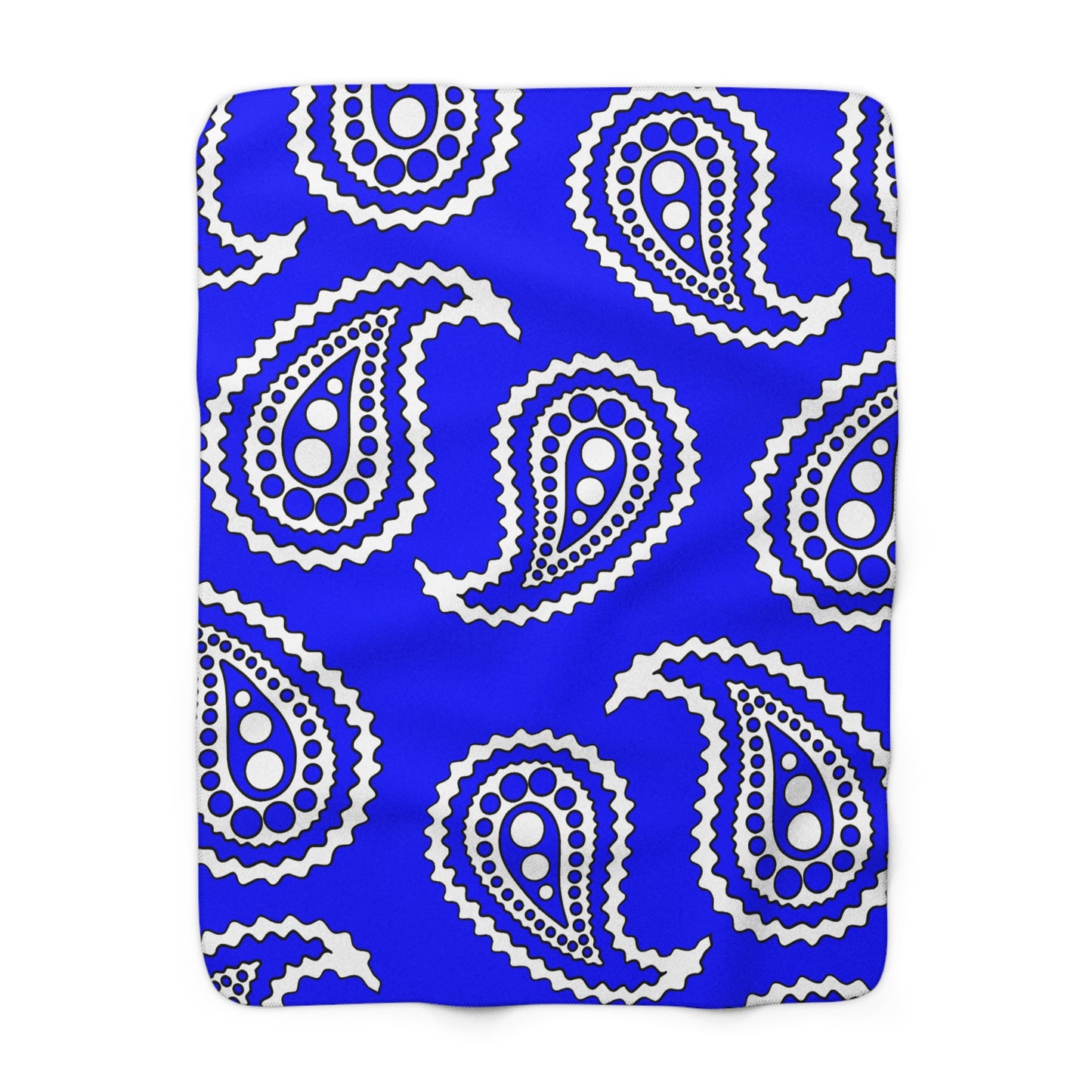 Blue, White Retro Paisley Blanket Throw