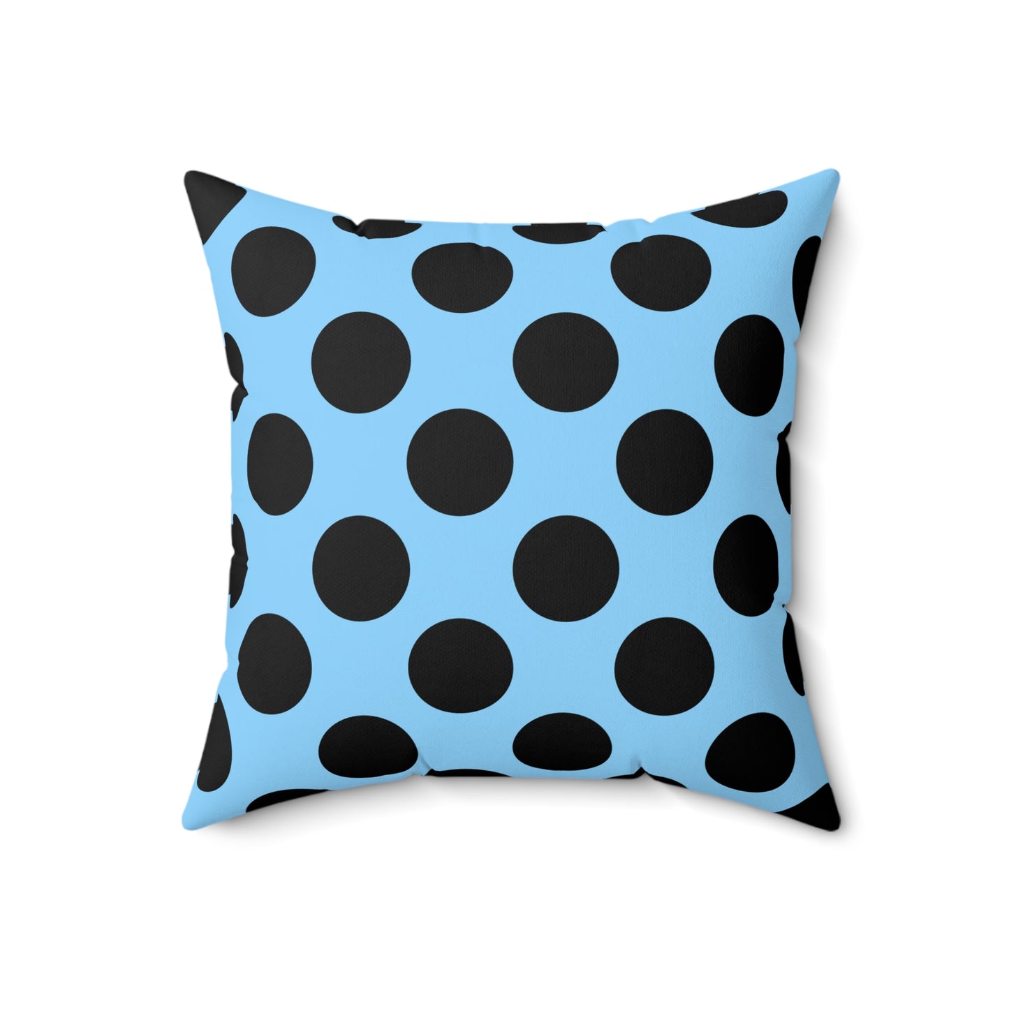Light Blue, Black Retro Polka Dots Cushion Pillow