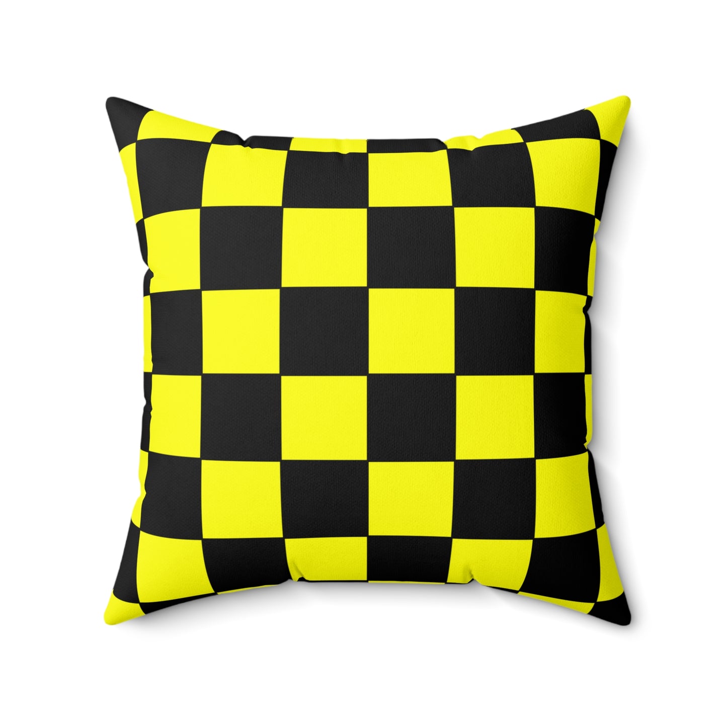 Yellow, Black Retro Check Cushion Pillow