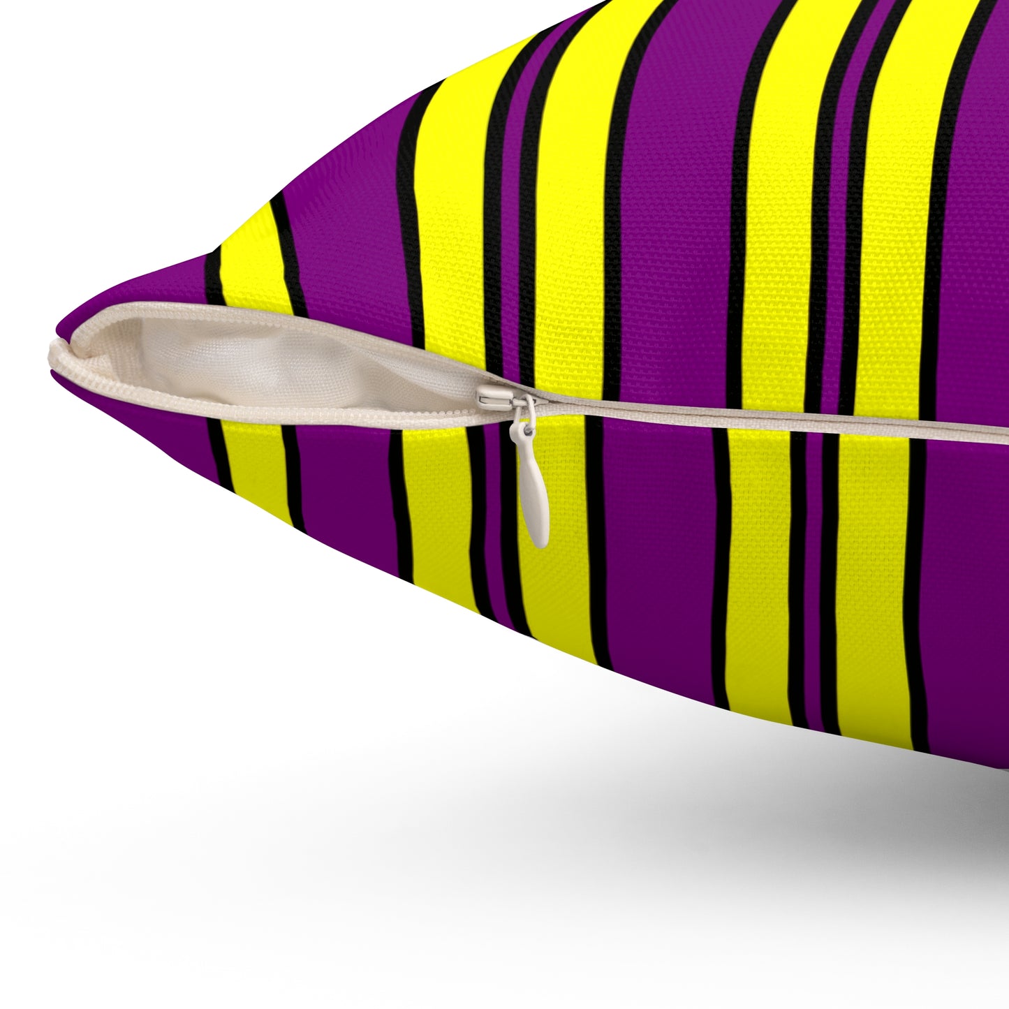 Purple, Yellow Retro Stripes Cushion Pillow