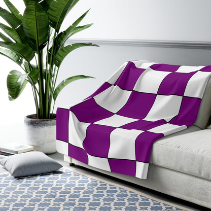 Purple, White Retro Check Blanket Throw