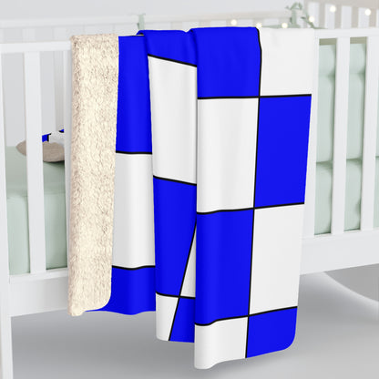 Blue, White Retro Check Blanket Throw